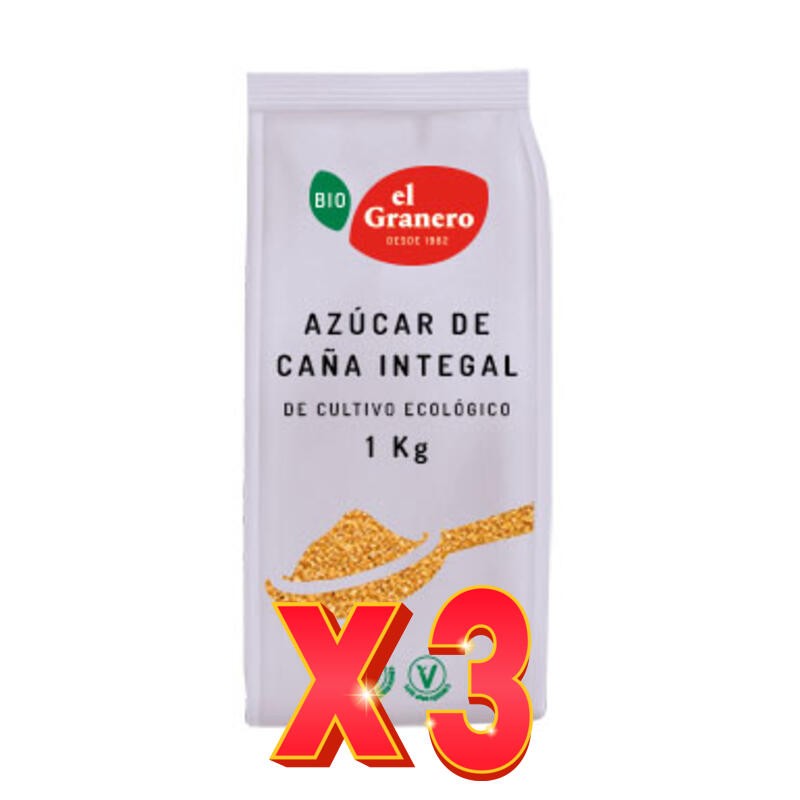 Pack de 3 unidades Azúcar De Caña Integral Bio, 1 Kg El Granero Integral Pack de 3 unidades Azúcar De Caña Integral Bio, 1 Kg El Granero Integral