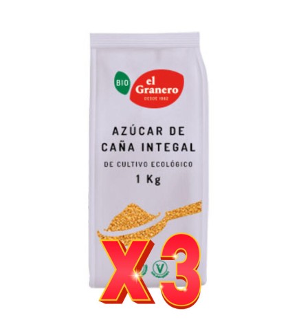 Pack de 3 unidades Azúcar De Caña Integral Bio, 1 Kg El Granero Integral