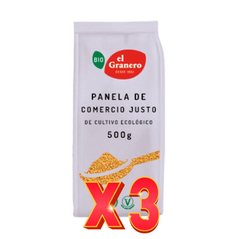 Pack de 3 unidades Panela De Comercio Justo Bio, 500 G El Granero Integral