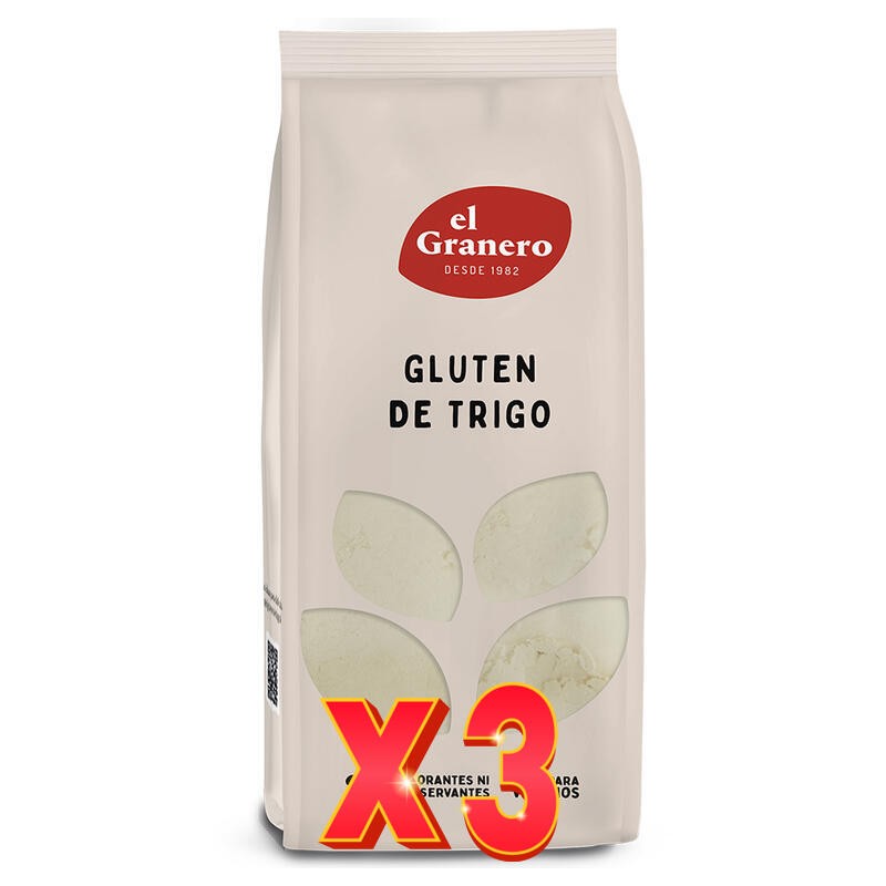 Pack de 3 unidades Gluten De Trigo, 500 G El Granero Integral