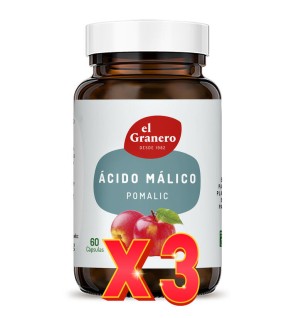 Pack de 3 unidades Ácido Málico (Pomalic), 60 Cap. 640 Mg El Granero Integral