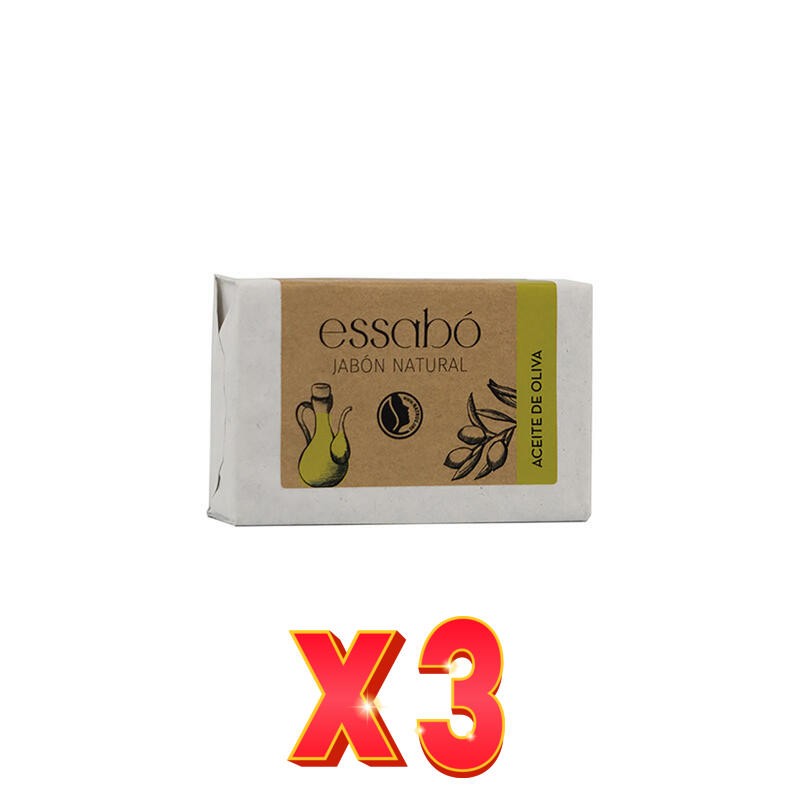Pack de 3 unidades Jabón Natural Aceite De Oliva Essabo, 100 G Essabo