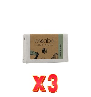 Pack de 3 unidades Jabón Natural Arcilla Verde Essabo, 100 G Essabo