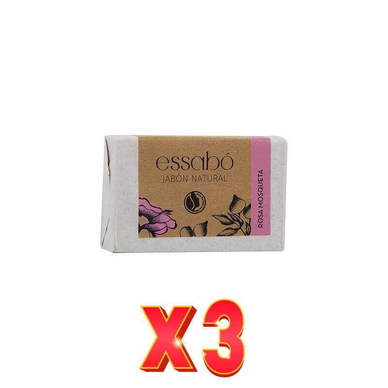 Pack de 3 unidades Jabón Natural Rosa Mosqueta Essabo, 100 G Essabo