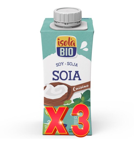 Pack de 3 unidades Crema Para Cocinar De Soja Bio, 200 Ml Isola Bio