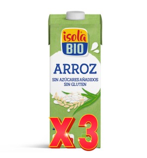 Pack de 3 unidades Caja de 6 de Bebida Vegetal De Arroz Bio, 1 L Isola Bio