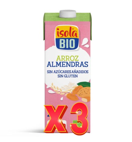 Pack de 3 unidades Caja de 6 de Bebida Vegetal De Arroz Y Almendras Bio, 1 L Isola Bio