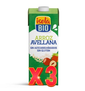Pack de 3 unidades Caja de 6 de Bebida Vegetal De Arroz Y Avellanas Bio, 1 L Isola Bio