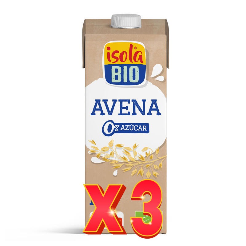 Pack de 3 unidades Caja de 6 de Bebida Vegetal De Avena 0% Azúcar Bio, 1L Isola Bio Pack de 3 unidades Caja de 6 de Bebida Vegetal De Avena 0% Azúcar Bio, 1L Isola Bio