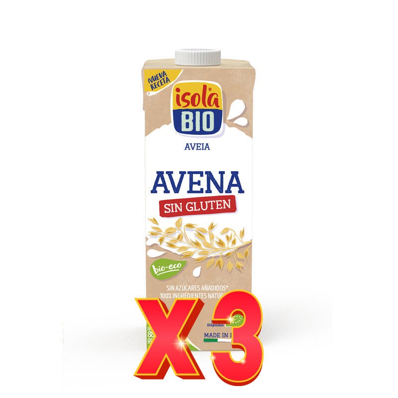 Pack de 3 unidades Caja de 6 de Bebida Vegetal De Avena Sin Gluten Bio, 1L Isola Bio Pack de 3 unidades Caja de 6 de Bebida Vegetal De Avena Sin Gluten Bio, 1L Isola Bio