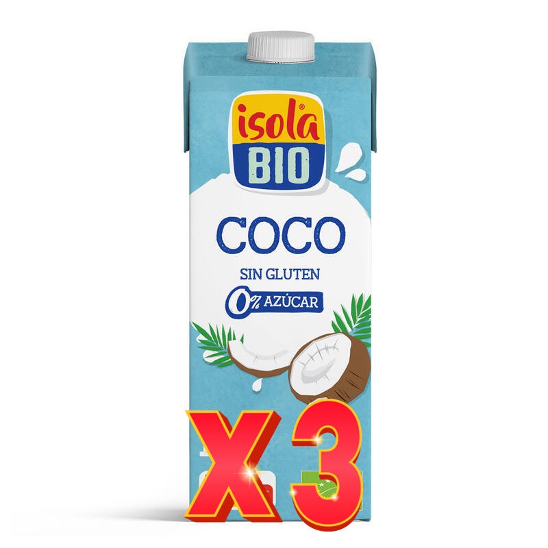 Pack de 3 unidades Caja de 6 de Bebida Vegetal De Coco Sin Azúcar Bio, 1 L Isola Bio Pack de 3 unidades Caja de 6 de Bebida Vegetal De Coco Sin Azúcar Bio, 1 L Isola Bio