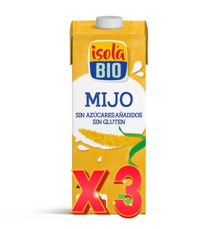 Pack de 3 unidades Caja de 6 de Bebida Vegetal De Mijo Bio, 1 L Isola Bio