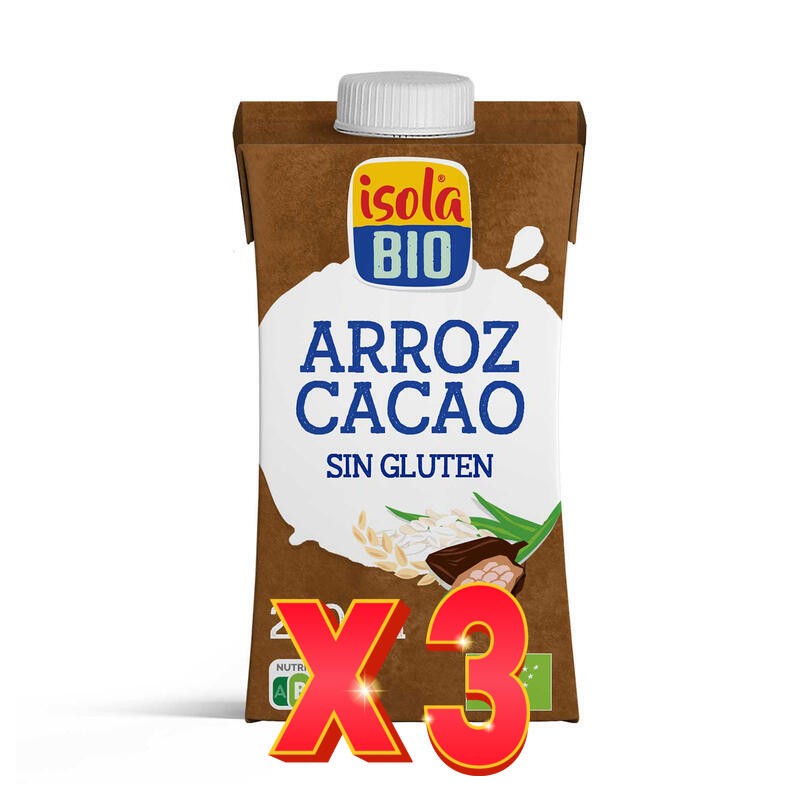 Pack de 3 unidades Bebida Vegetal Mini De Arroz Con Cacao Bio, 250 Ml Isola Bio