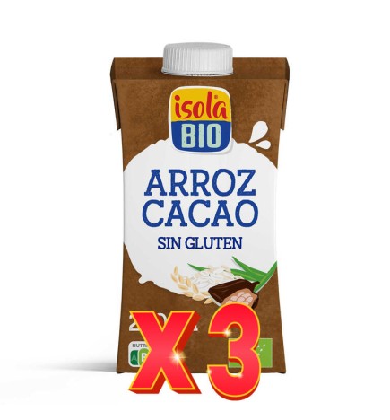 Pack de 3 unidades Bebida Vegetal Mini De Arroz Con Cacao Bio, 250 Ml Isola Bio