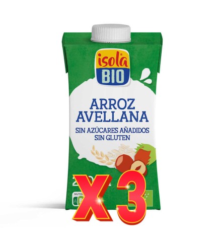 Pack de 3 unidades Bebida Vegetal Mini De Arroz Y Avellanas Bio, 250 Ml Isola Bio