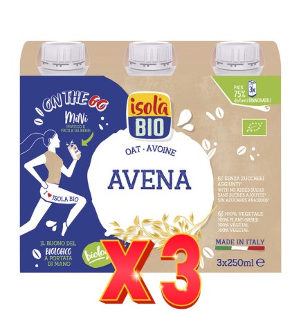Pack de 3 unidades Pack Bebida Vegetal De Avena On The Go Bio, 250 Ml X 3 Isola Bio