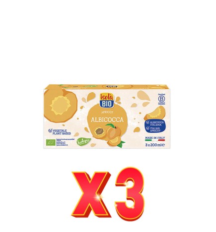 Pack de 3 unidades Zumo De Albaricoque Bio, Pack 3X200 Ml Isola Bio