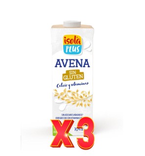 Pack de 3 unidades Bebida De Avena Sin Gluten Vitaminas Calcio, 1L Isola Plus