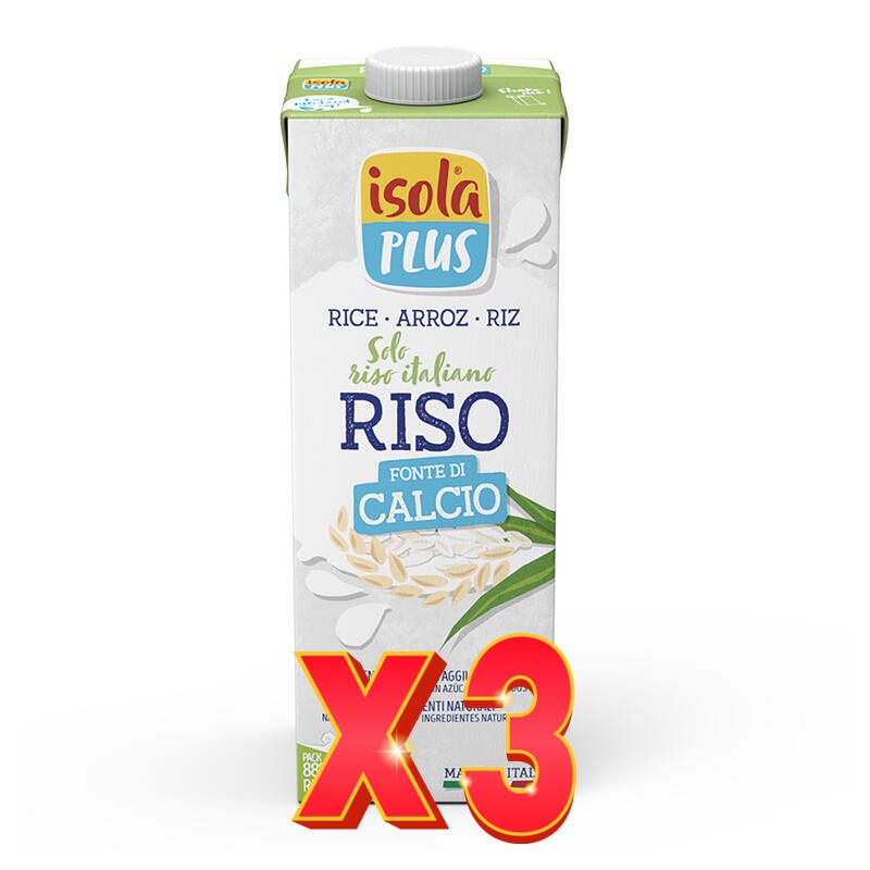 Pack de 3 unidades Bebida Vegetal De Arroz Con Calcio, 1L Isola Plus