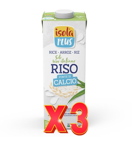 Pack de 3 unidades Bebida Vegetal De Arroz Con Calcio, 1L Isola Plus