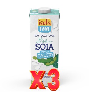Pack de 3 unidades Bebida Vegetal De Soja Con Calcio, 1L Isola Plus