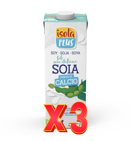 Pack de 3 unidades Bebida Vegetal De Soja Con Calcio, 1L Isola Plus