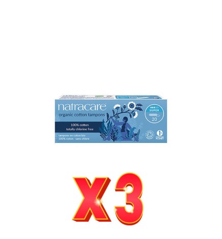 Pack de 3 unidades Tampón Súper Con Aplicador Bio, 16 Uds. Natracare