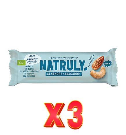 Pack de 3 unidades Barrita Raw Anacardo Bio 40 Gramos Natruly