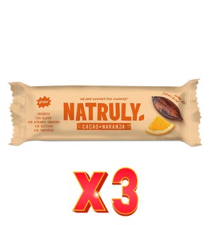 Pack de 3 unidades Barrita Raw Cacao Y Naranja Bio 40 Gramos Natruly