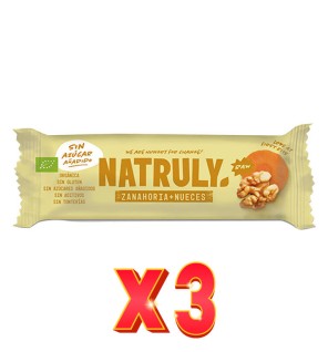 Pack de 3 unidades Barrita Raw Zanahoria Y Nueces Bio 40 Gramos Natruly