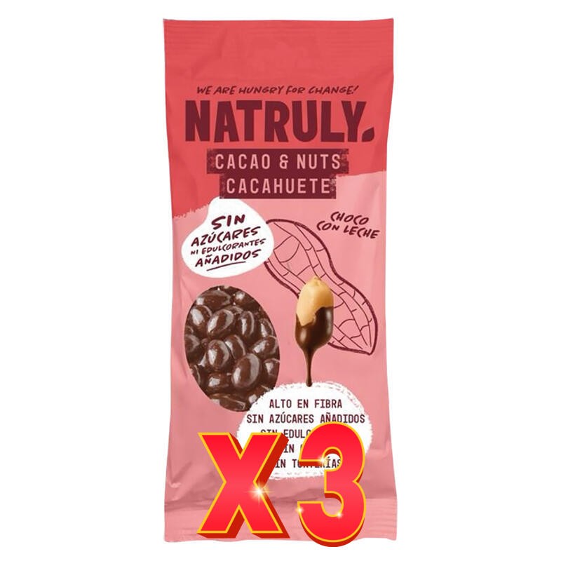 Pack de 3 unidades Cacao Nuts Cacahuete Recubierto De Chocolate Con Leche, 50 G Natruly Pack de 3 unidades Cacao Nuts Cacahuete Recubierto De Chocolate Con Leche, 50 G Natruly