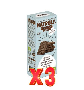 Pack de 3 unidades Galletas Cookies Cacao Bio, 125 G Natruly