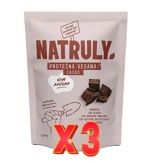 Pack de 3 unidades Proteína Vegana Cacao Bio, 350 G Natruly