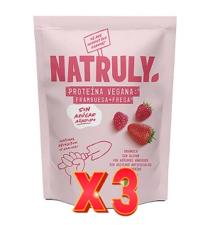 Pack de 3 unidades Proteína Vegana Fresa Bio, 350 G Natruly