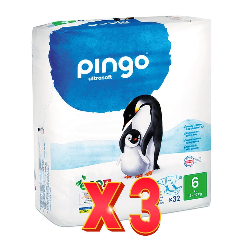 Pack de 3 unidades Pañales T6 15-30 Kg 32 Unidades Pingo Pack de 3 unidades Pañales T6 15-30 Kg 32 Unidades Pingo