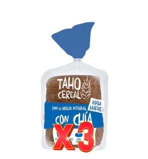 Pack de 3 unidades Pan De Molde Con Chía Con Masa Madre Bio, 400 G Taho Cereal