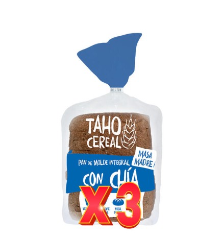 Pack de 3 unidades Pan De Molde Con Chía Con Masa Madre Bio, 400 G Taho Cereal