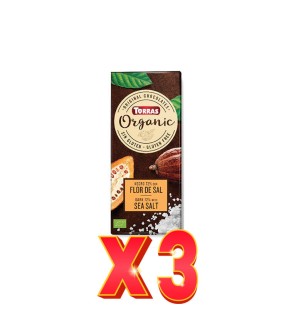 Pack de 3 unidades Chocolate Negro 70% Cacao Con Flor De Sal Bio, 100 G Torras