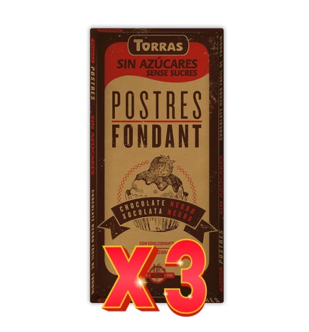 Pack de 3 unidades Chocolate Para Fundir Sin Azúcar, 200 G Torras