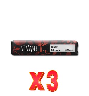 Pack de 3 unidades Black Cherry - Barrita De Chocolate Negro 62% Con Cereza Ácida Bio, 35 G Vivani