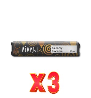 Pack de 3 unidades Caja de 18 uds de Creamy Caramel - Barrita De Chocolate Con Leche Y Relleno De Caramelo Bio, 40 G Vivani