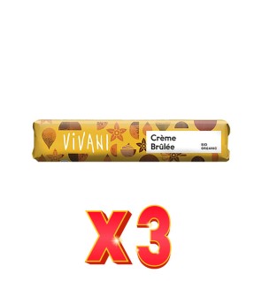 Pack de 3 unidades Caja de 18 uds de Crème Brûlée - Barrita De Chocolate Con Leche Y Crème Brûlée Bio, 40 G Vivani