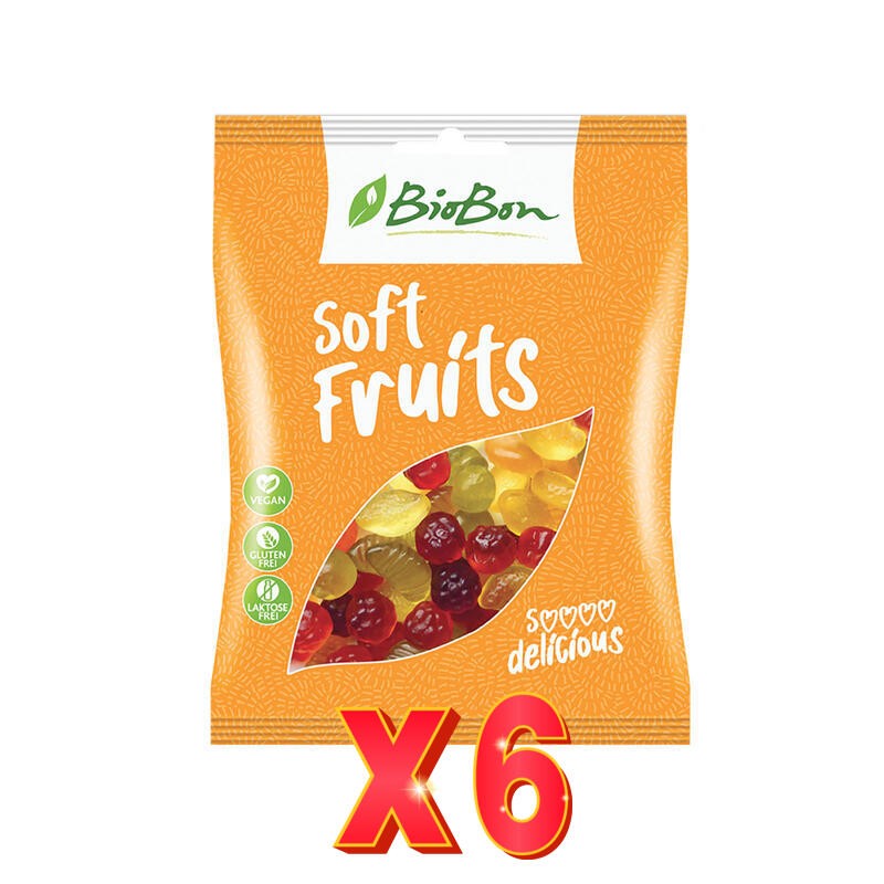 Pack 6 unidades Caramelos De Goma Sabor Frutas Sin Gelatina Bio, 100 G Biobon