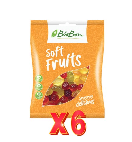 Pack 6 unidades Caramelos De Goma Sabor Frutas Sin Gelatina Bio, 100 G Biobon