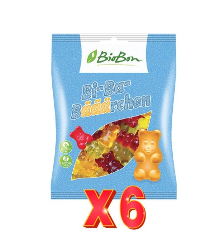 Pack 6 unidades Caramelos De Ositos De Goma Con Zumo De Fruta Bio, 100 G Biobon