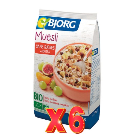 Pack 6 unidades Muesli Frutas Sin Azúcar Añadido Bio, 375 G Bjorg