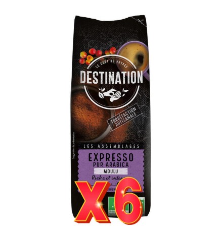 Pack 6 unidades Café Molido Expreso 100% Arábica Bio, 250 G Destination
