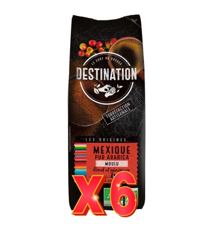 Pack 6 unidades Café Molido México 100% Arábica Bio, 250 G Destination