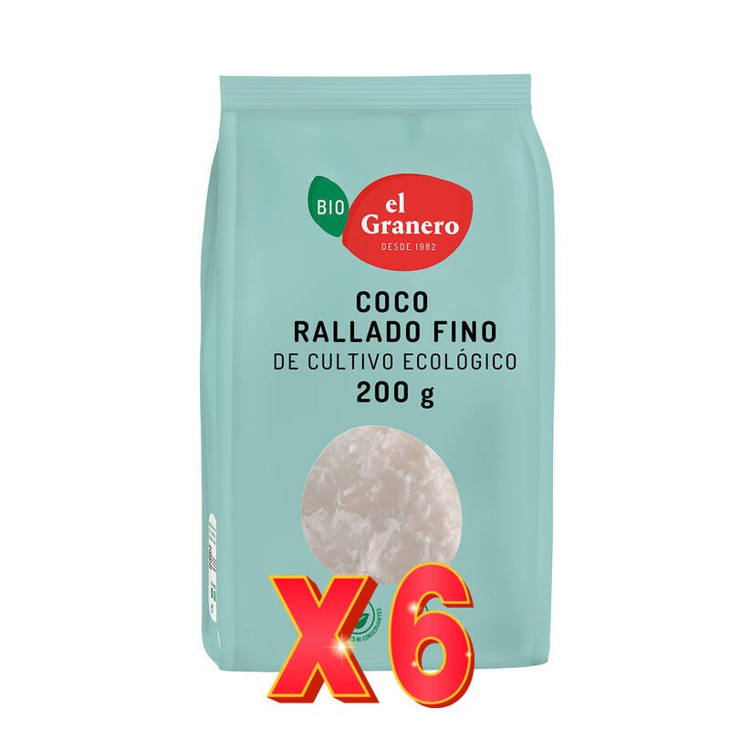 Pack 6 unidades Coco Rallado Bio, 200 G El Granero Integral Pack 6 unidades Coco Rallado Bio, 200 G El Granero Integral