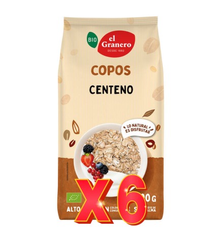 Pack 6 unidades Copos De Centeno Bio, 500 G El Granero Integral